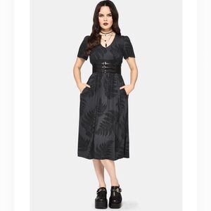 Disturbia Ruin Fern Printed Midi Dress - Grey size US 2